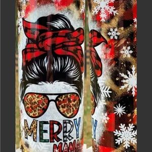 Messy Bun Christmas Mama Stainless Steel Tumbler
